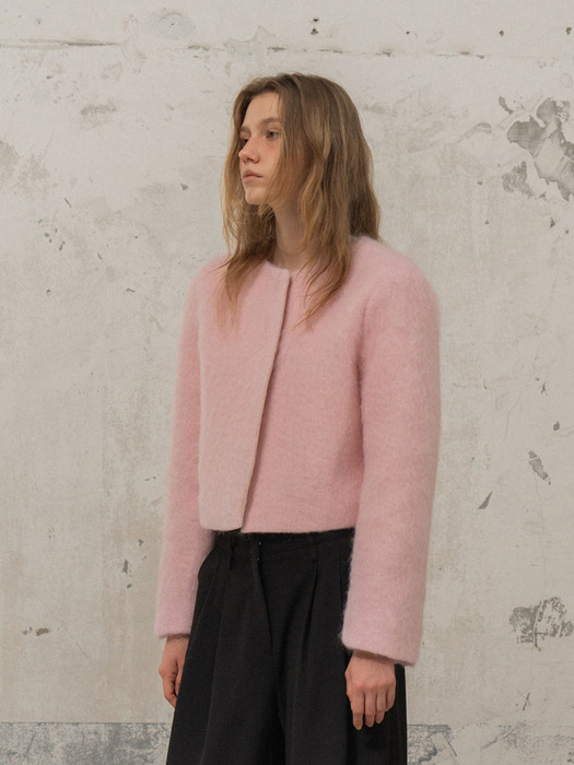 Sunny Crop Fur Jacket_PINK