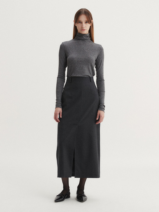 WOOL SLIT SKIRT (2 COLORS)