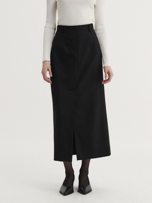 WOOL SLIT SKIRT (2 COLORS)