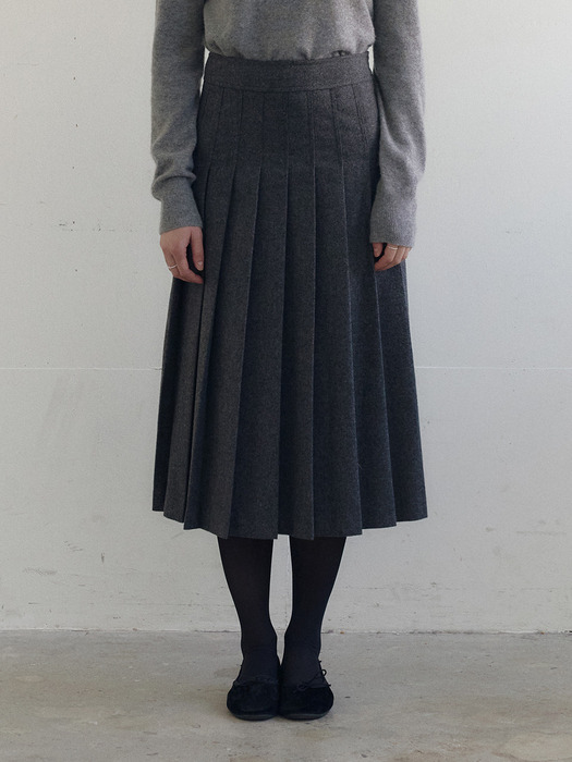 [리뉴얼] Wool pleats long skirt_2color