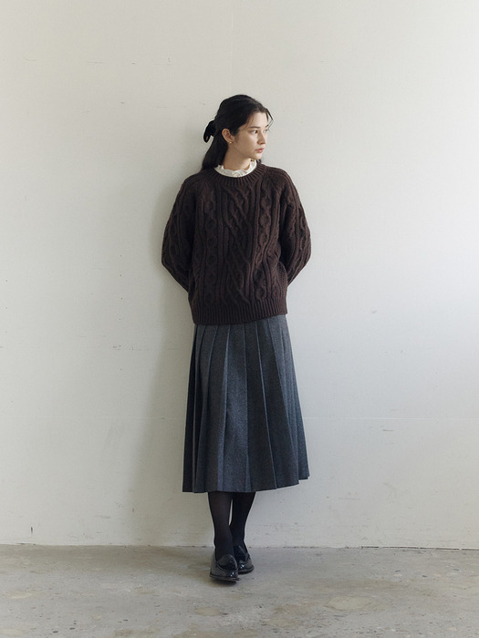 [리뉴얼] Wool pleats long skirt_2color