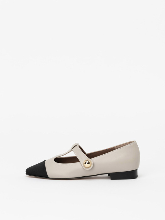 Lysiane T Strap Flats in TAUPE IVORY