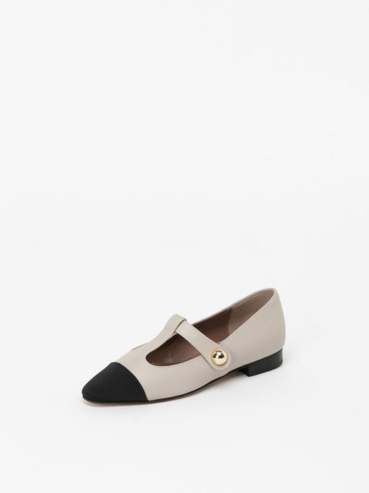 Lysiane T Strap Flats in TAUPE IVORY