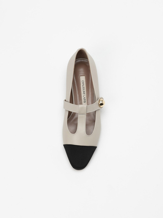 Lysiane T Strap Flats in TAUPE IVORY