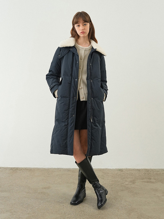 Fur Collar Belted Long Goose Down NEP4WHB13_24