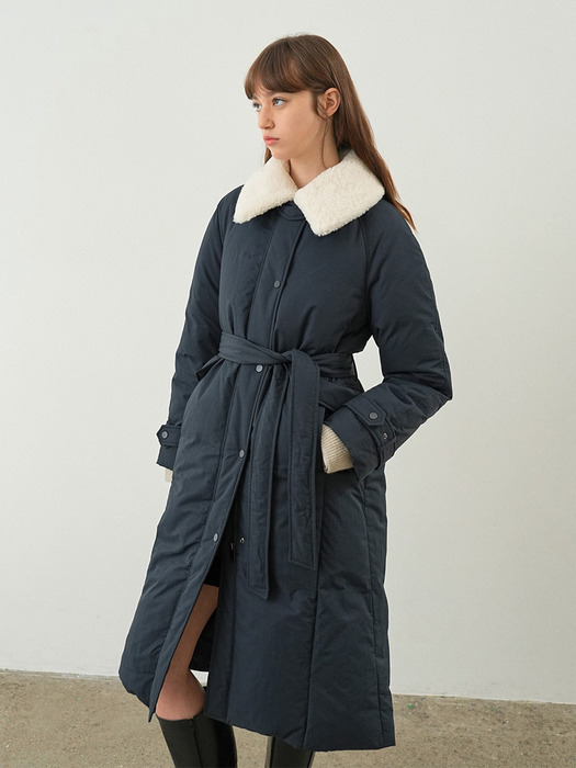 Fur Collar Belted Long Goose Down NEP4WHB13_24