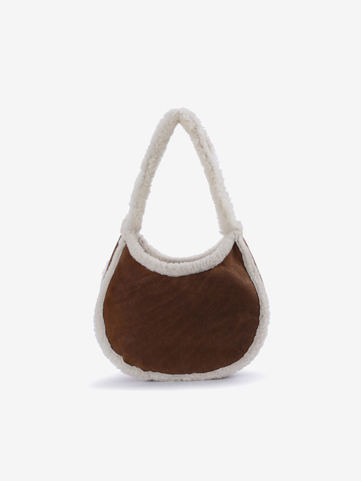 GENUINE SHEARING HOBO BAG BROWN