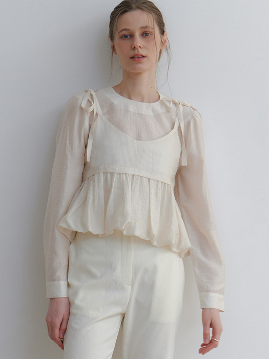 comos 1376 balloon bustier set-up blouse (cream)