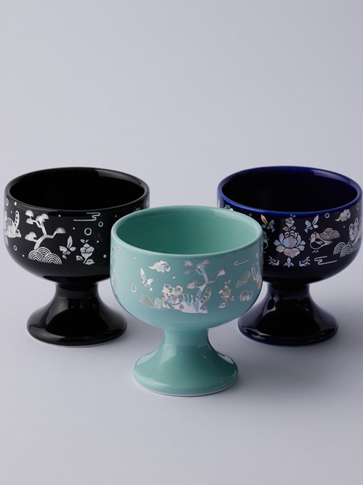 기원 호랑이 자개문양 고블렛잔 3 colors