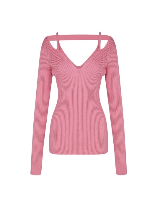 19SS OFF-THE-SHOULDER KNIT TOP (PINK)