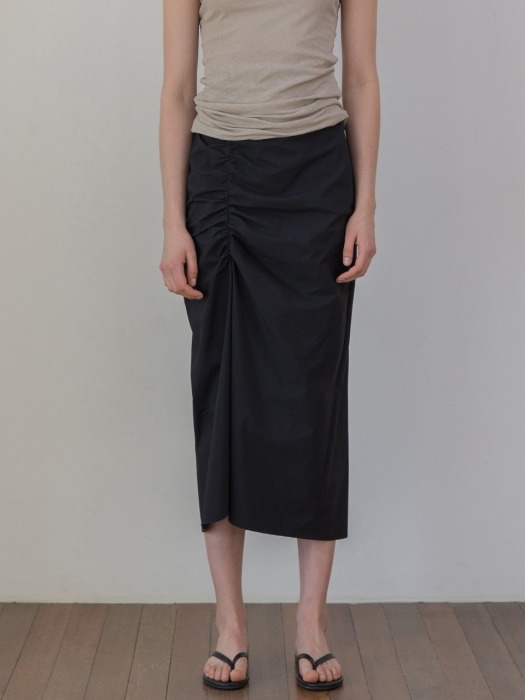Front Shirring Skirts_Black