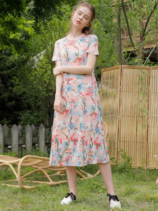 FLORAL LONG ONE-PIECE_PINK