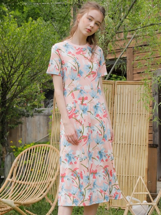 FLORAL LONG ONE-PIECE_PINK