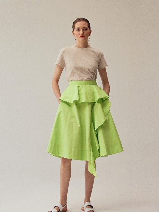 Frill full skirt_summer green