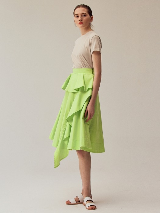 Frill full skirt_summer green