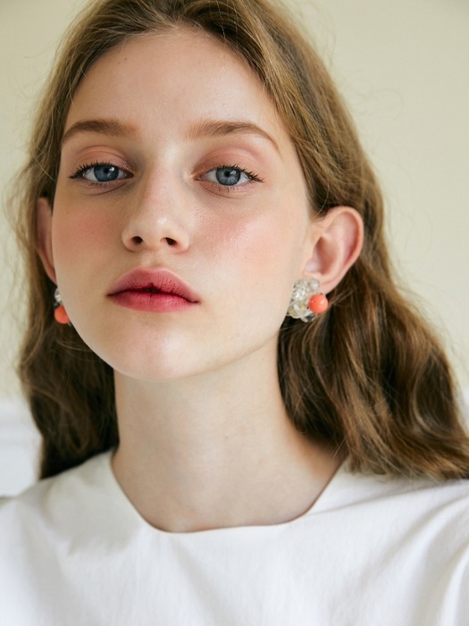 Crystal Flower Earring _ Peach