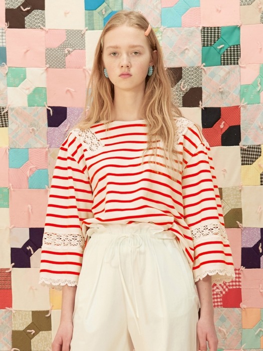 STRIPE JERSEY TOP - RED
