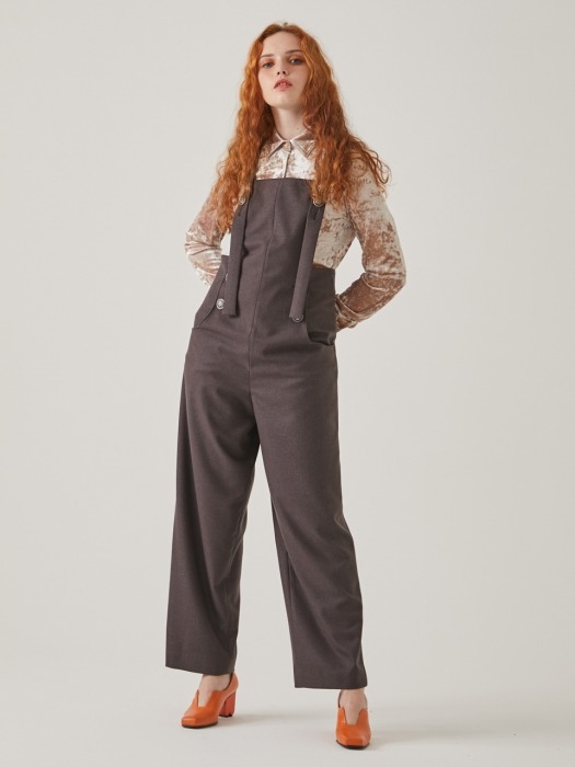 BUTTON DETAILED OVERALLS TFWPT-094-BR