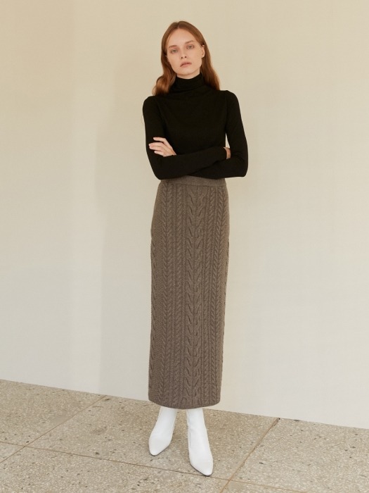A CABLE KNIT SK_BROWN