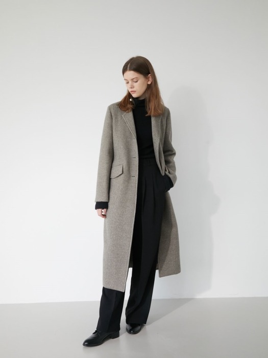 19 WINTER_OLIVE HOUNDSTOOTH CHECK SLIM SINGLE COAT