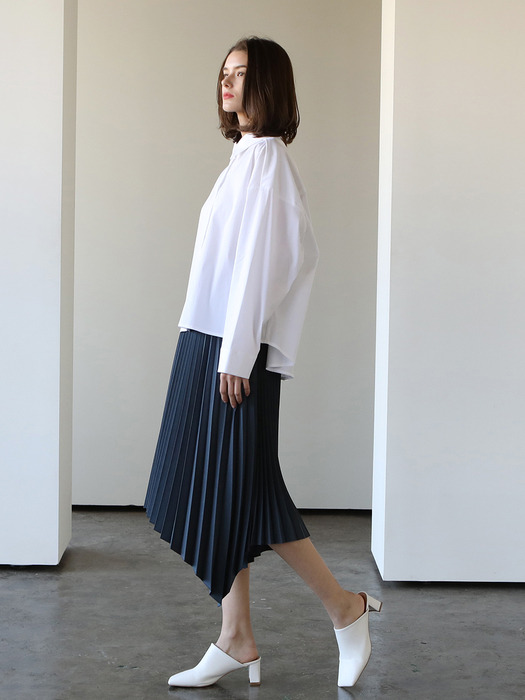 Solid pleats skirt_Blue