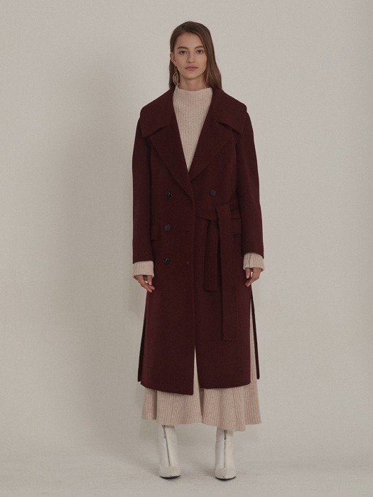 Daian Cashmere blend Wool Coat_Burgundy