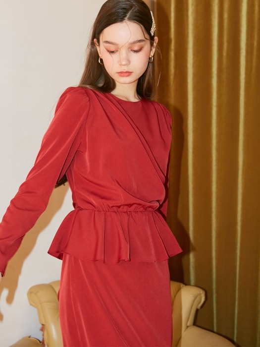 Layered Wrap Dress_ Burgundy