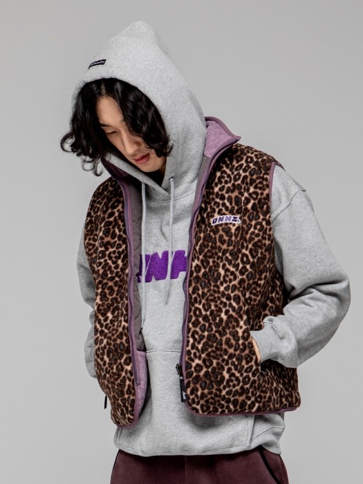 RETRO MOOD REVERSIBLE ZIP UP VEST [PURPLE]