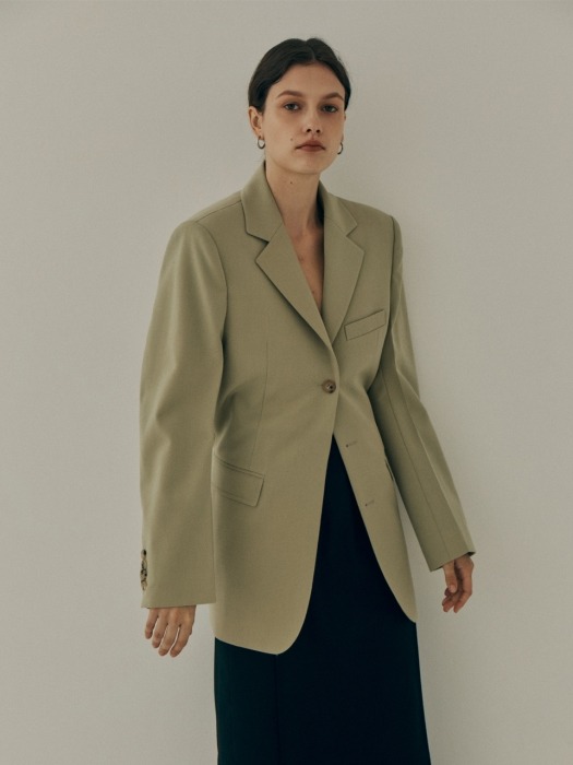 Signature Wool Belted Tailored Jacket / Olive