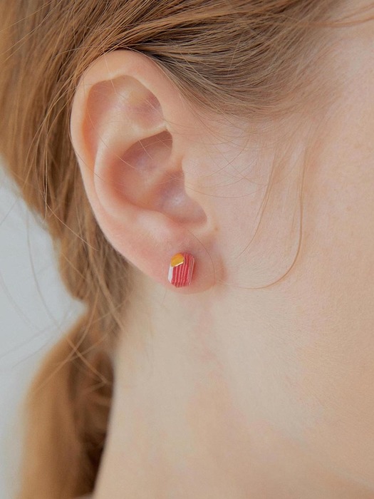 STRATUM daily bothside pearl earring (Red)