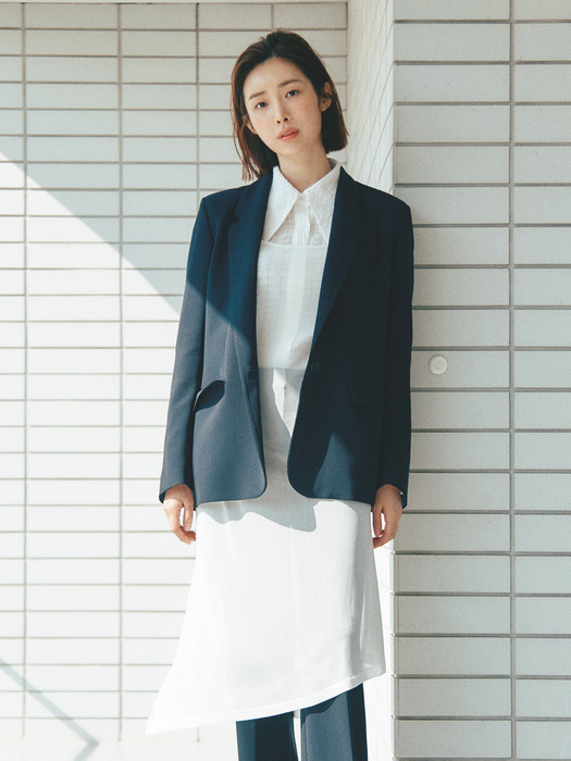[Cotton Resort] Wrinkled Back Slit Blouse