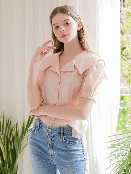 Big Sailor Collar Blouse Pink