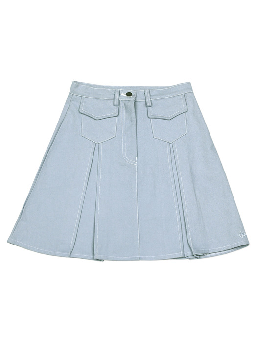 Macaron Pleated Skirt_Sky Blue