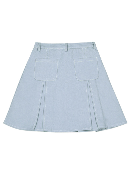 Macaron Pleated Skirt_Sky Blue