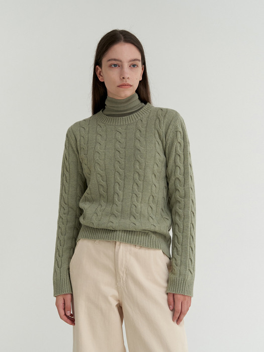 wool cable knit- sage green