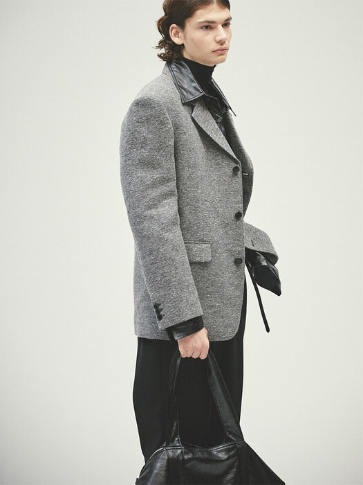 GREY tweed wool blazer(MJ003)