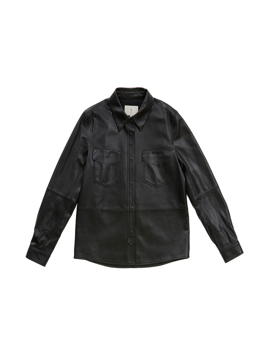 [N]YANGJAE Two pocket leather shirt (Black)