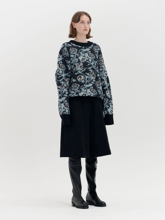 QOQO Floral Patterned Knit Pullover - Black Multi