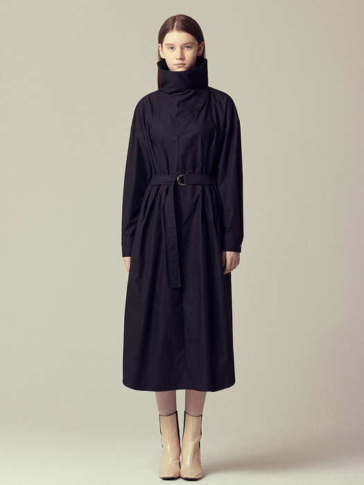 Belted High-Neck Dress_chacoal