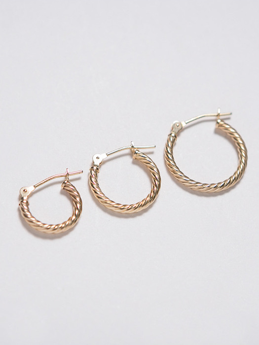 14k gold twist ring earrings (14k 골드)