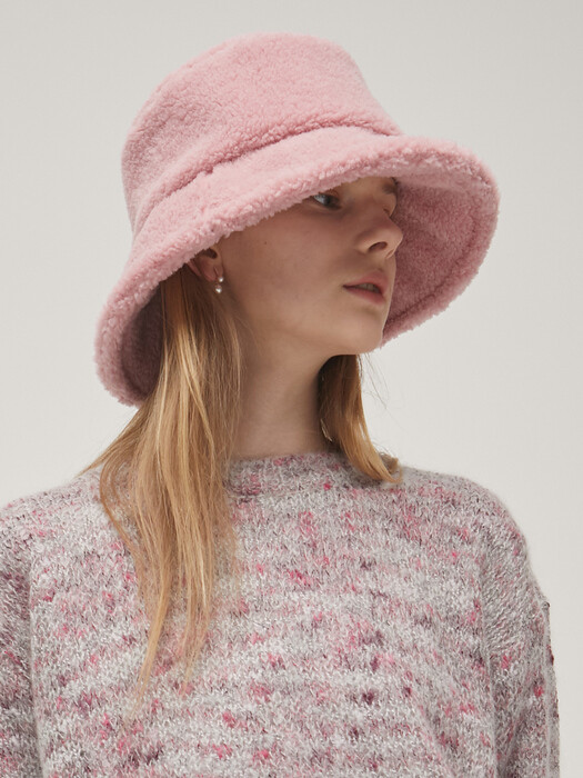 Shearling Bucket Hat - Pink