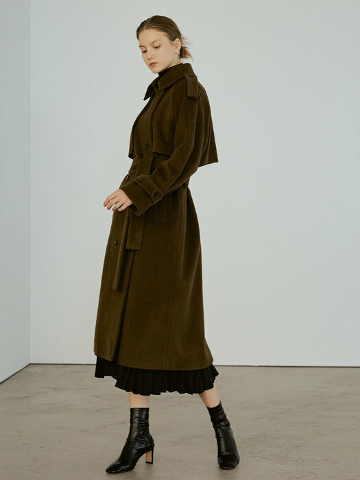 Plain Trench Wool Coat[khaki]