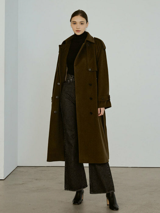 Plain Trench Wool Coat[khaki]