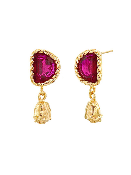 Half-moon Ruby&Rose Earrings (gold)