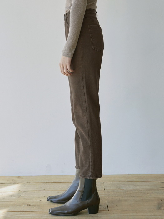 SEMI TAPERED COTTON PANTS_BROWN