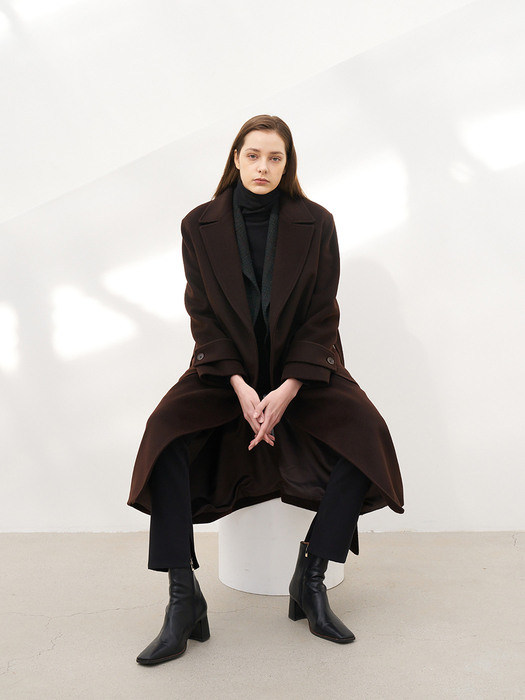 Cashmere Belt Long Coat_Brown