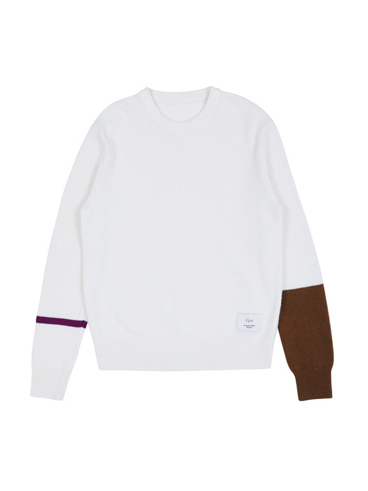 [EXCLUSIVE] Line Sleeve Knit Pullover brown & violet