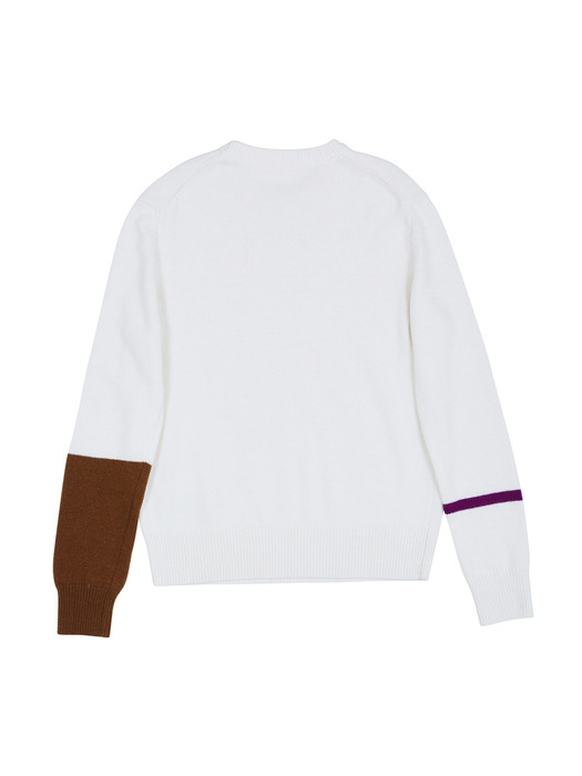 [EXCLUSIVE] Line Sleeve Knit Pullover brown & violet