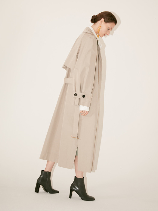 [Fabric From ITALY] LE MUSEE_NEUF Oversized Belted Trench Coat_Light Gray