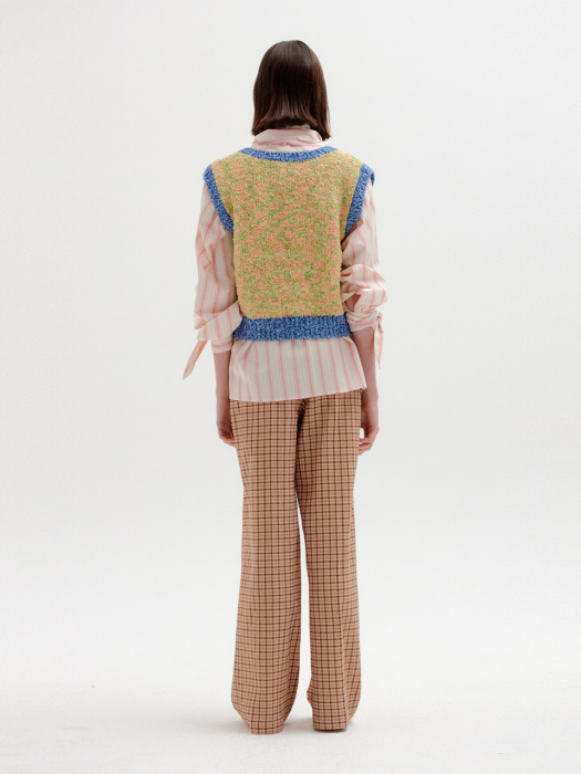 SIKI Trimmed Knit Vest - Yellow/Blue Multi